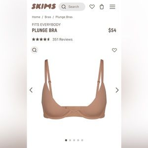 NWT: SKIMS Fits Everybody High Apex Plunge Bra, Sienna, 32DDD (32F)